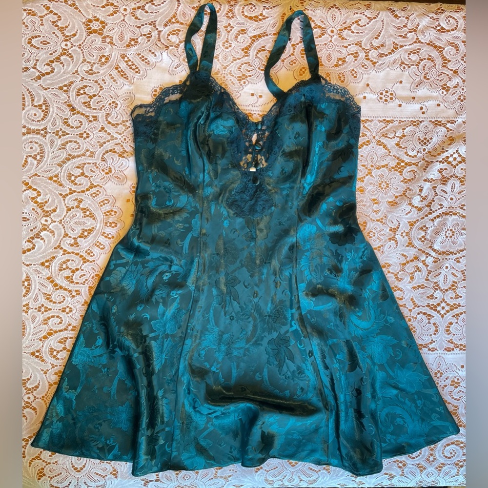 Silk & Satin emerald green slip dress